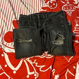 AE Gray Ripped Knee Skinny Jeans